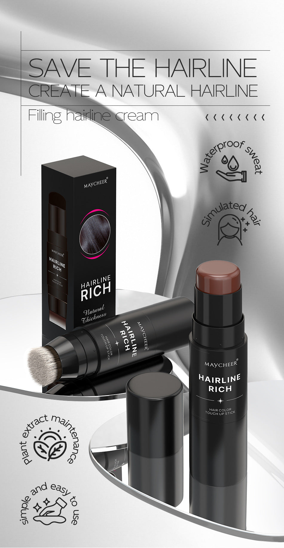 Waterproof Hairline Concealer Stick - Instantly Conceal Roots and Shadows for a Natural-looking Makeup Look Shadow Powder Stick
