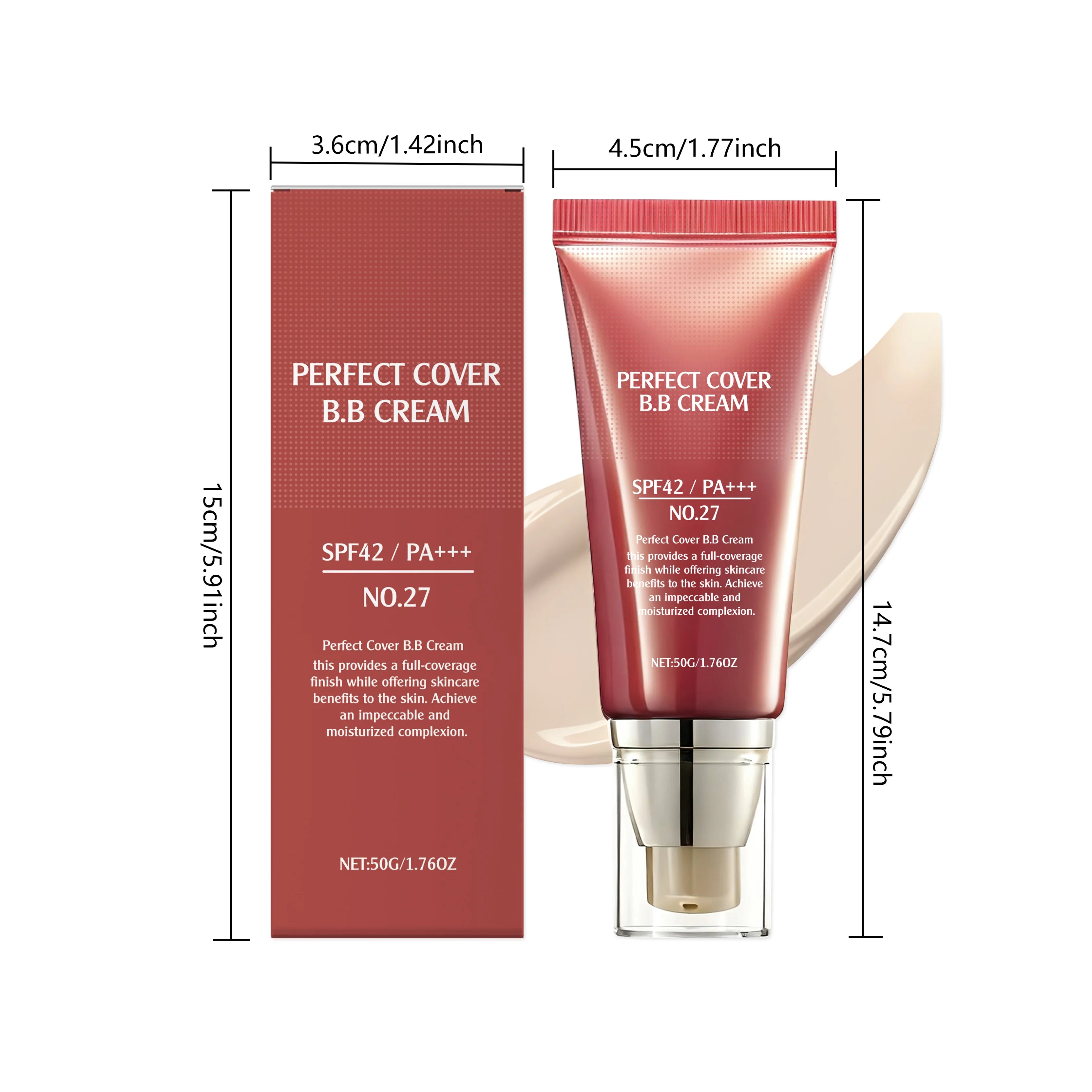 Concealer BB Cream Brightening Moisturizing Skin Oil Control Long-Lasting Makeup Full Coverage Natural Gentle Face Foundation