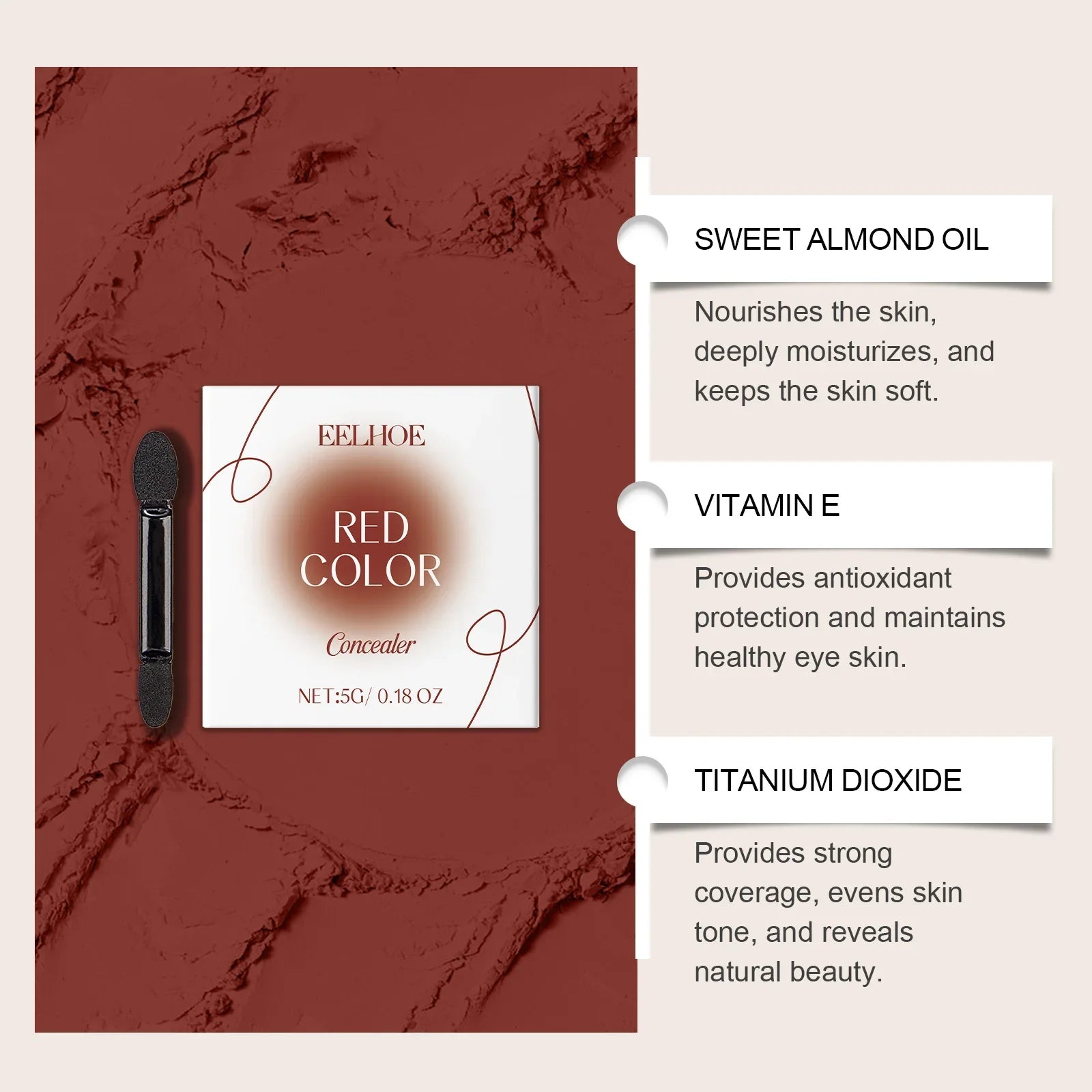 Concealer Lightweight Natural Coverage Of Skin Blemishes Spot Acne Print Cover Dark Circles Non-Removing Long-LastingMakeup