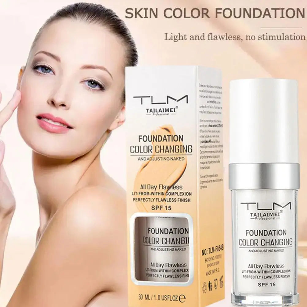 1/2/3PCs Color Changing Foundation, Temperature Liquid Foundation Naturally Blends Moisturizing Foundation Makeup Waterproof