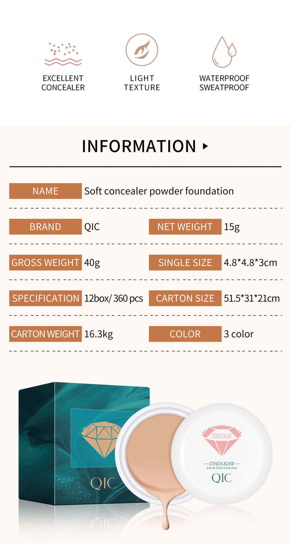 Full Coverage Concealer-waterproof,for Covers Skin Blemishes and Wrinkles and Tattoos,Regulates Skin Tone,Face Concealer Makeup