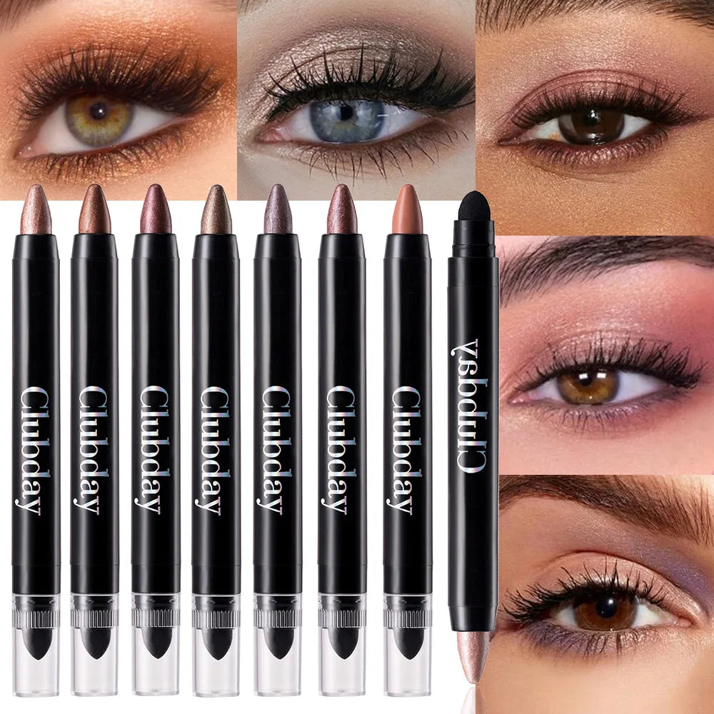 6-Piece 9-Color Eye Shadow Stick Set with 8-Color Pearlescent And 1-Matte Sleeping Silkworm Contour Highlight Eyeshadow Sticks
