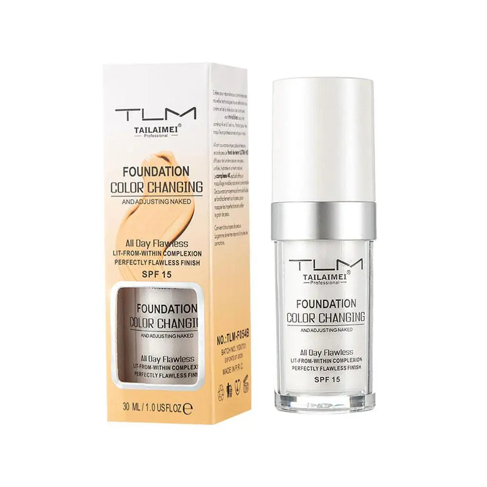 1/2/3PCs Color Changing Foundation, Temperature Liquid Foundation Naturally Blends Moisturizing Foundation Makeup Waterproof