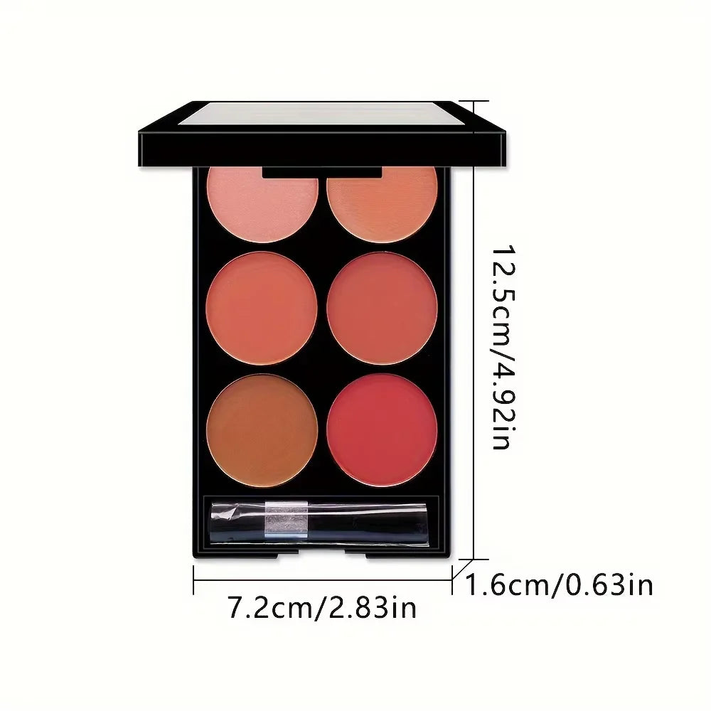6-color Easy On Makeup Matte Blush Roll with Brush Natural three-dimensional color development waterproof durable blush set