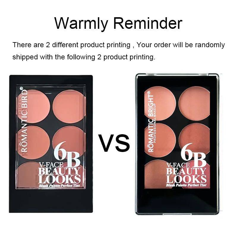 6-color Easy On Makeup Matte Blush Roll with Brush Natural three-dimensional color development waterproof durable blush set