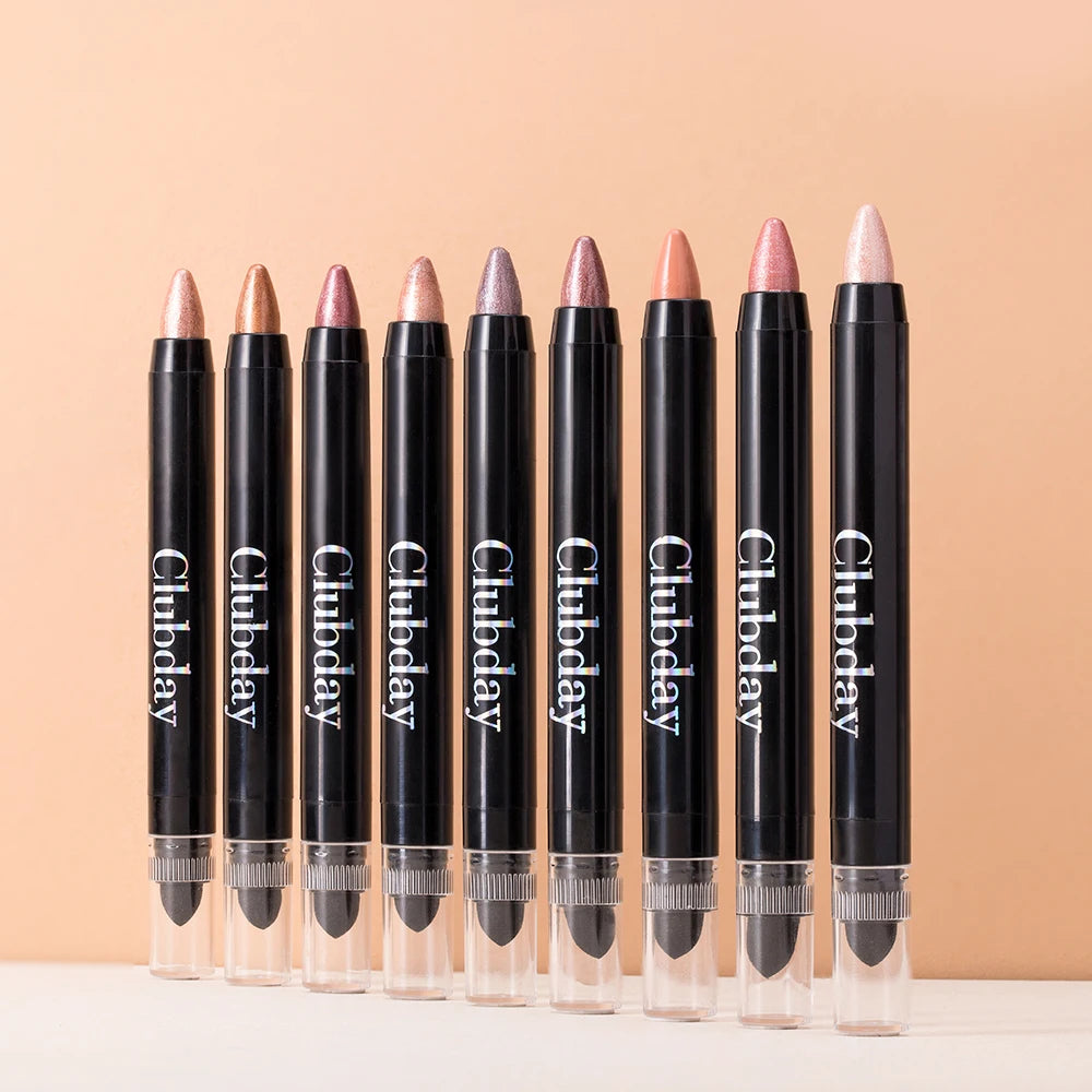 6-Piece 9-Color Eye Shadow Stick Set with 8-Color Pearlescent And 1-Matte Sleeping Silkworm Contour Highlight Eyeshadow Sticks