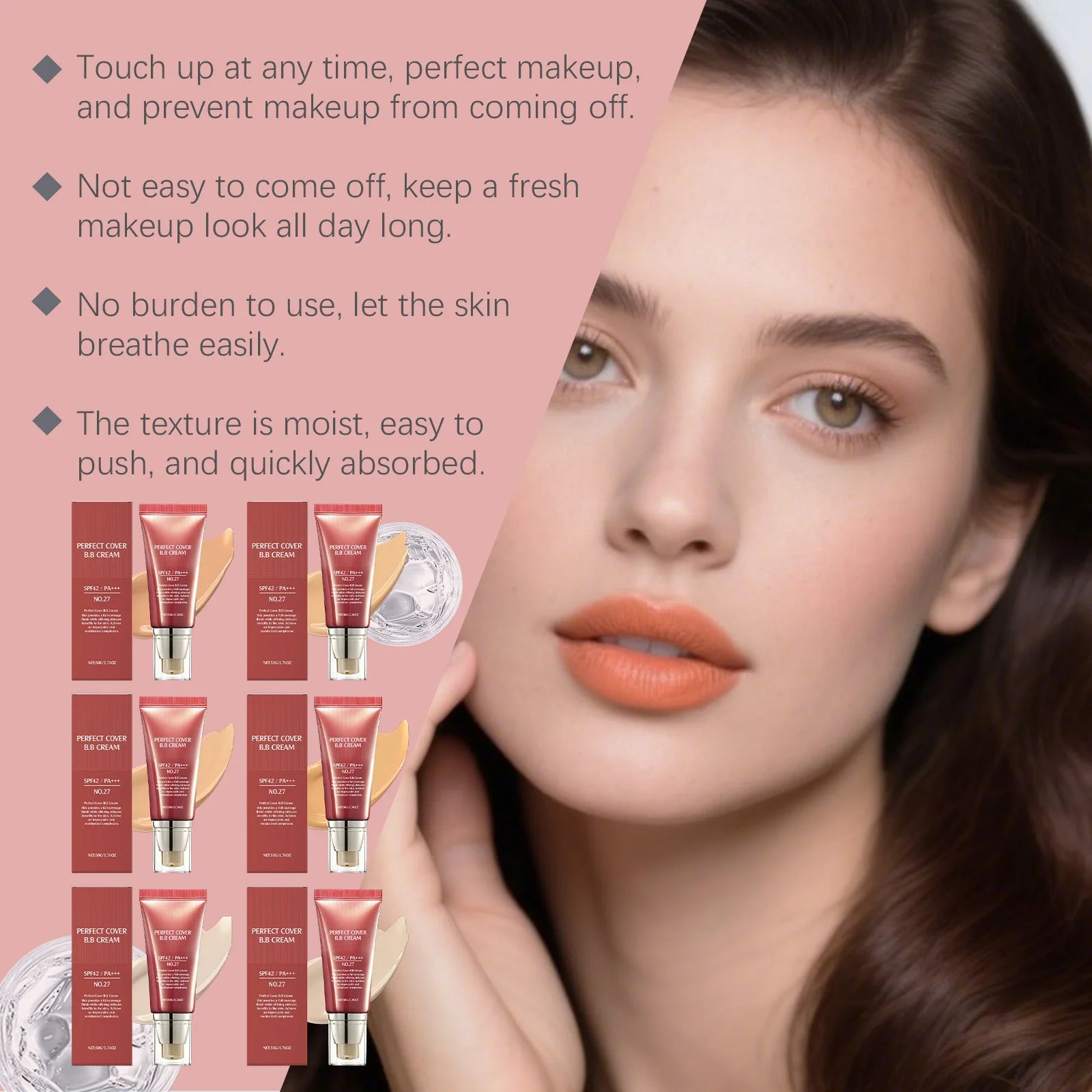 Concealer BB Cream Brightening Moisturizing Skin Oil Control Long-Lasting Makeup Full Coverage Natural Gentle Face Foundation