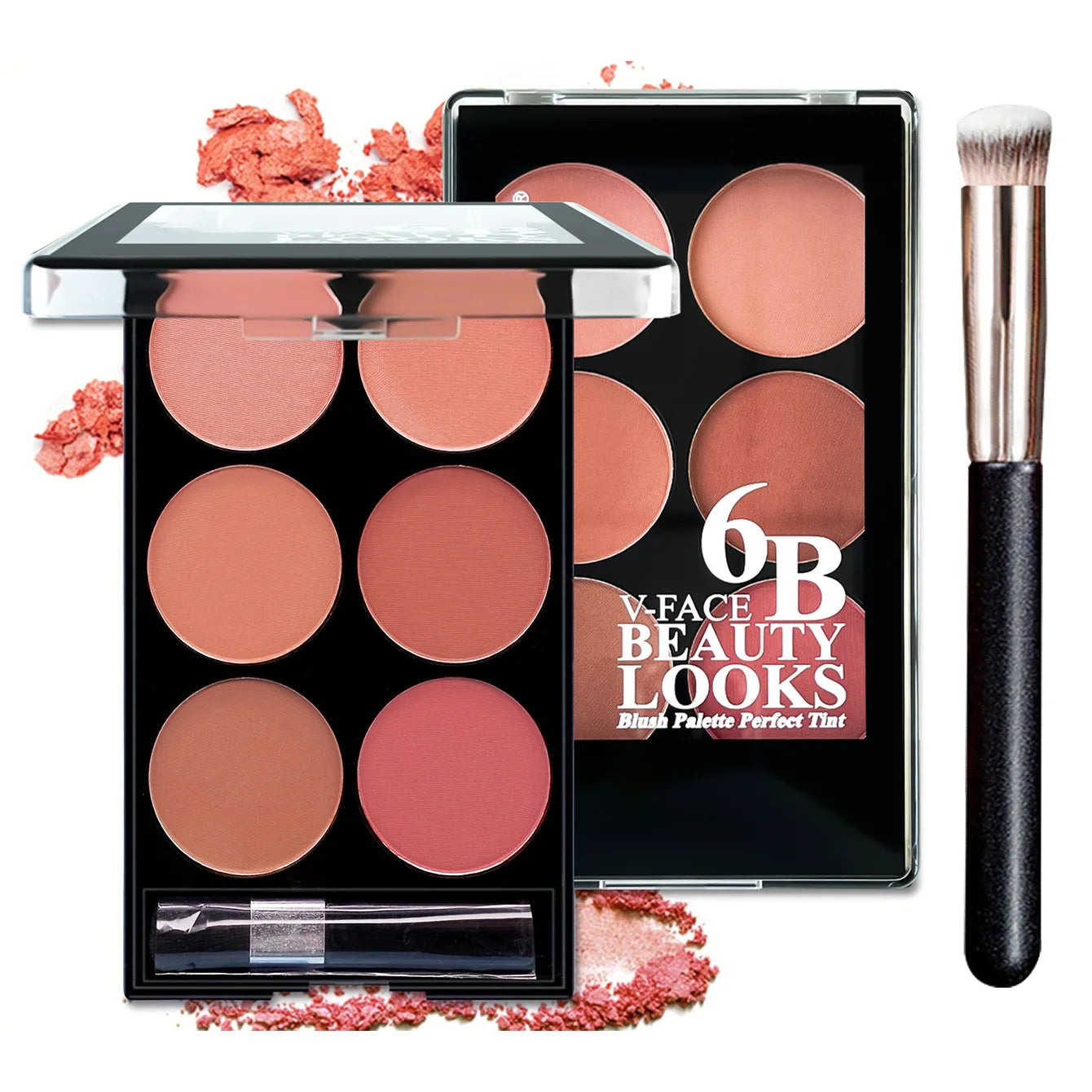 6-color Easy On Makeup Matte Blush Roll with Brush Natural three-dimensional color development waterproof durable blush set
