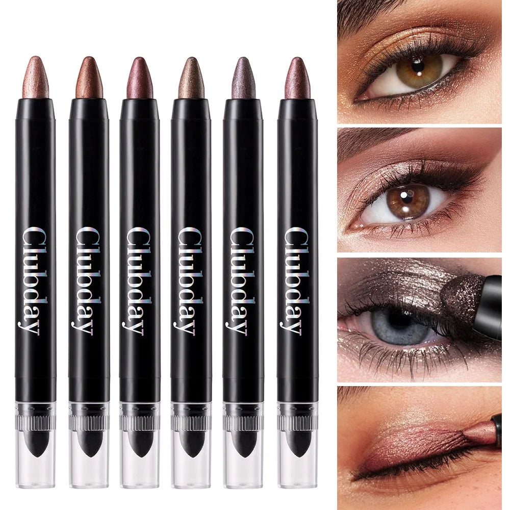 6-Piece 9-Color Eye Shadow Stick Set with 8-Color Pearlescent And 1-Matte Sleeping Silkworm Contour Highlight Eyeshadow Sticks