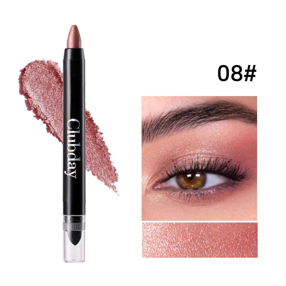 6-Piece 9-Color Eye Shadow Stick Set with 8-Color Pearlescent And 1-Matte Sleeping Silkworm Contour Highlight Eyeshadow Sticks