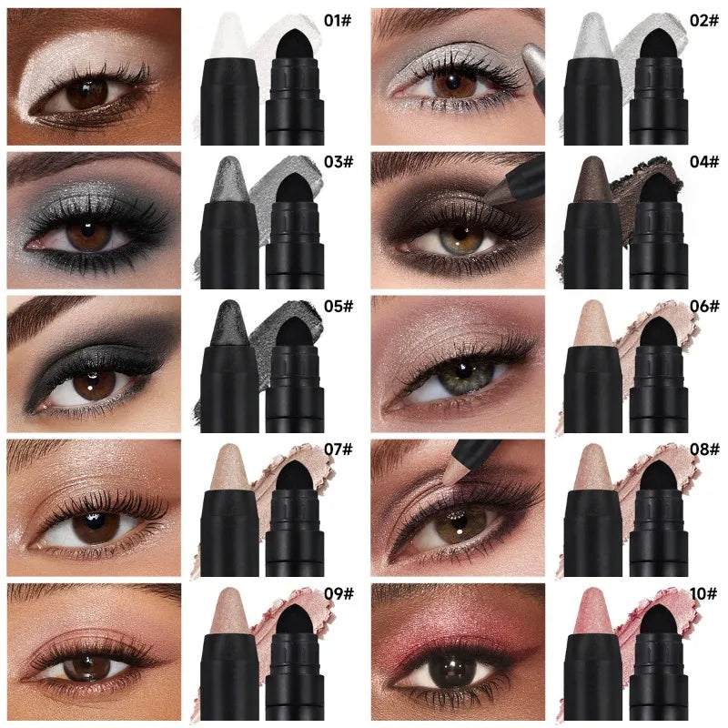 Waterproof and Sweatproof Double-ended Eye Shadow Stick 20 Colors Eye Highlight Naturally Brighten Eyes Eye Cosmetics