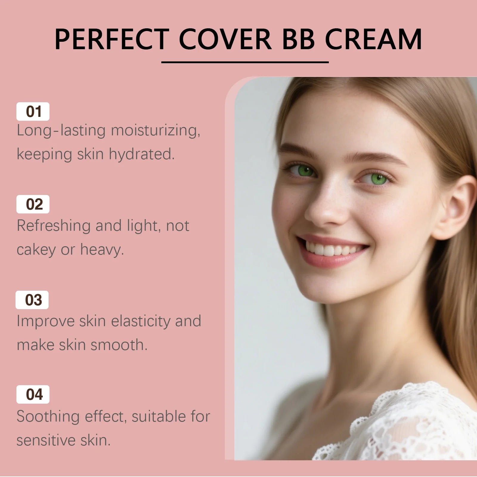 Concealer BB Cream Brightening Moisturizing Skin Oil Control Long-Lasting Makeup Full Coverage Natural Gentle Face Foundation