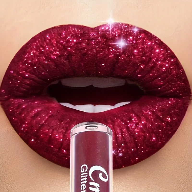 Pearlescent Shimmer Lip Gloss Lipstick Glitter Plumping Waterproof High Shine Lightweight Coral Metallic Y2K Daily Party Makeup