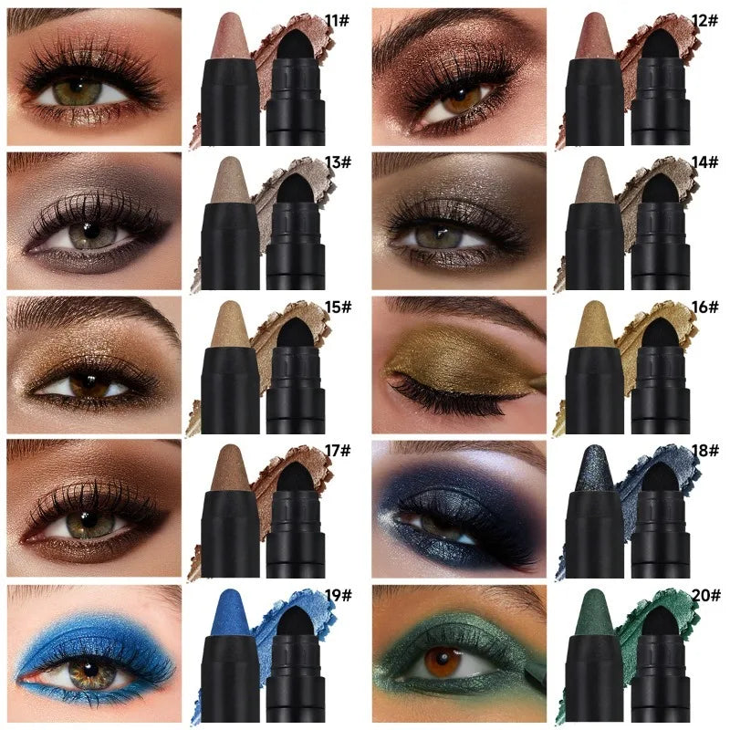 Waterproof and Sweatproof Double-ended Eye Shadow Stick 20 Colors Eye Highlight Naturally Brighten Eyes Eye Cosmetics