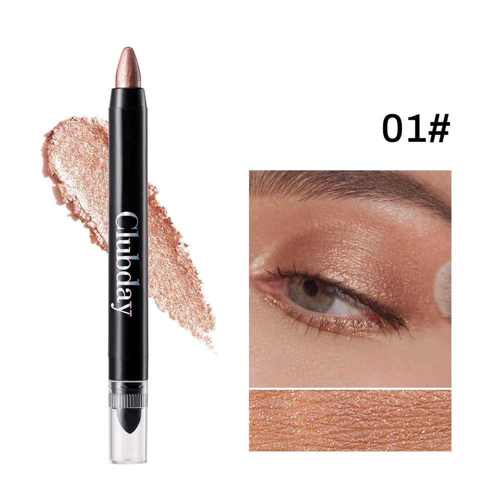 6-Piece 9-Color Eye Shadow Stick Set with 8-Color Pearlescent And 1-Matte Sleeping Silkworm Contour Highlight Eyeshadow Sticks