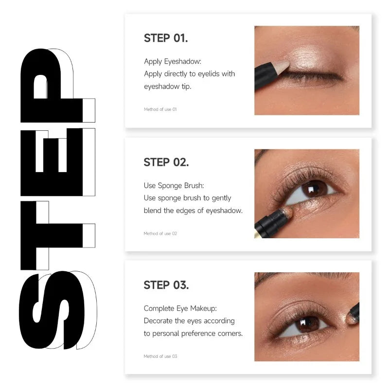 Waterproof and Sweatproof Double-ended Eye Shadow Stick 20 Colors Eye Highlight Naturally Brighten Eyes Eye Cosmetics