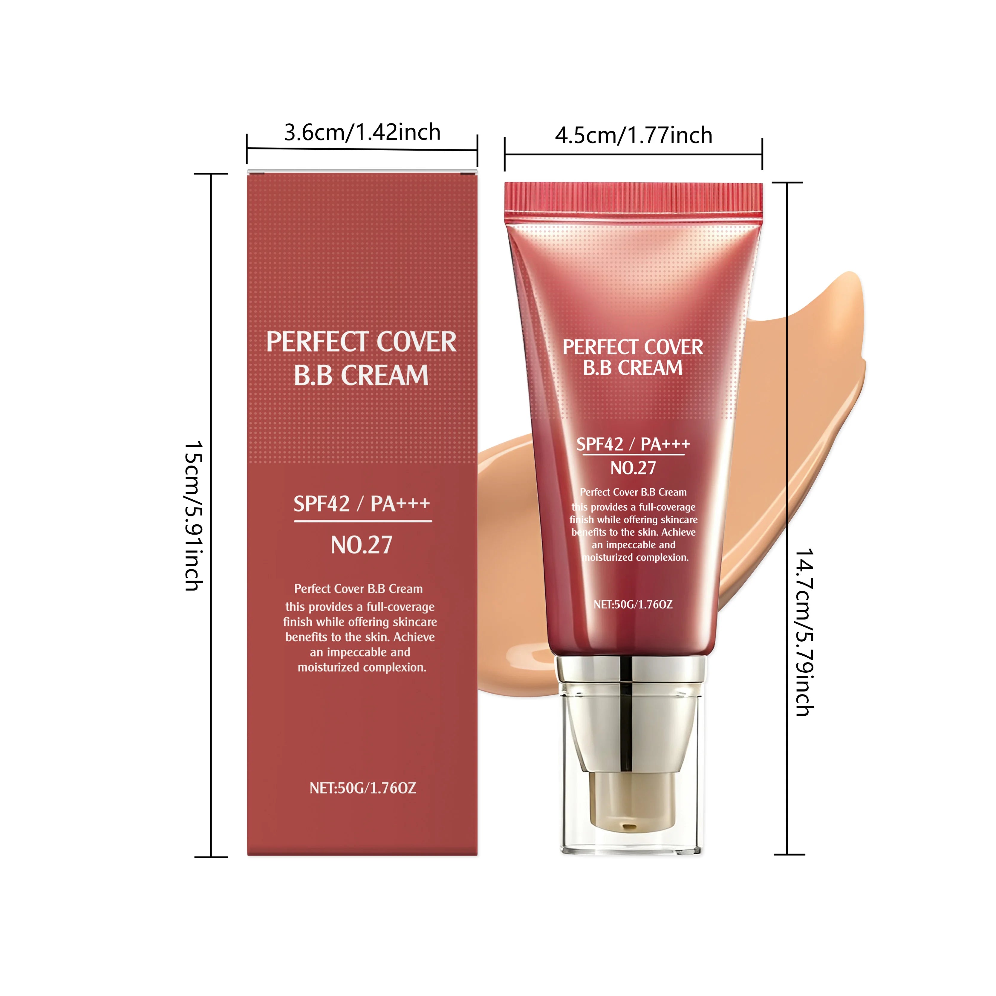 Concealer BB Cream Brightening Moisturizing Skin Oil Control Long-Lasting Makeup Full Coverage Natural Gentle Face Foundation