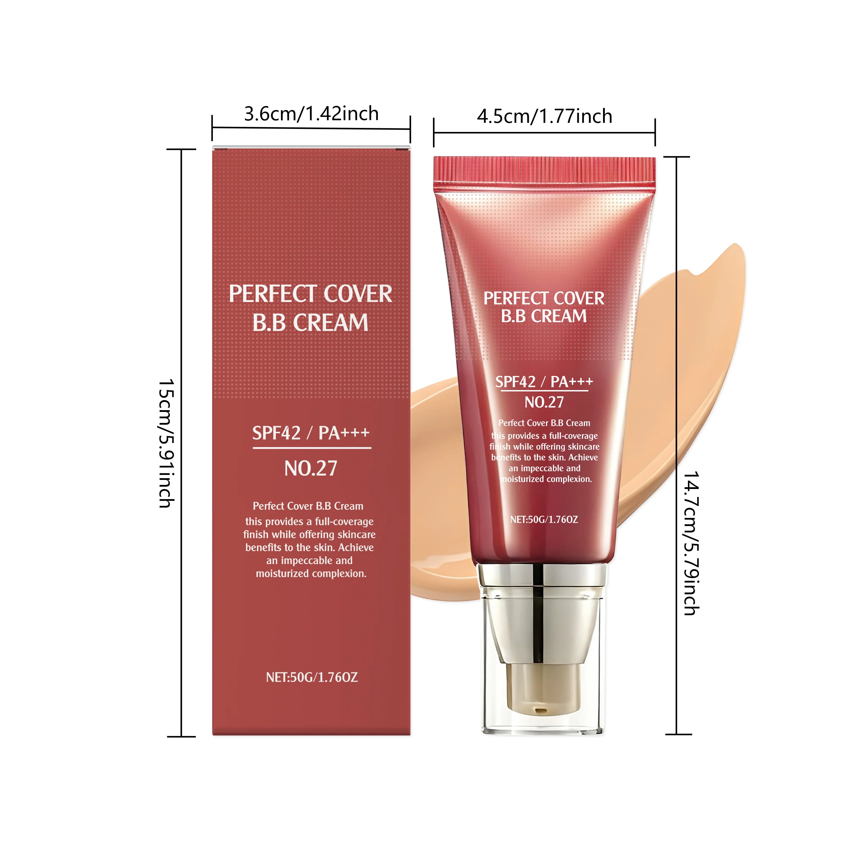 Concealer BB Cream Brightening Moisturizing Skin Oil Control Long-Lasting Makeup Full Coverage Natural Gentle Face Foundation