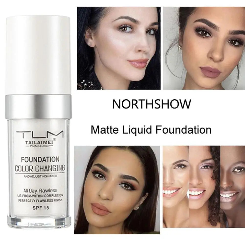 1/2/3PCs Color Changing Foundation, Temperature Liquid Foundation Naturally Blends Moisturizing Foundation Makeup Waterproof
