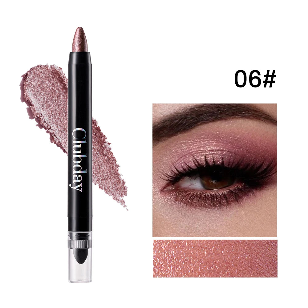 6-Piece 9-Color Eye Shadow Stick Set with 8-Color Pearlescent And 1-Matte Sleeping Silkworm Contour Highlight Eyeshadow Sticks